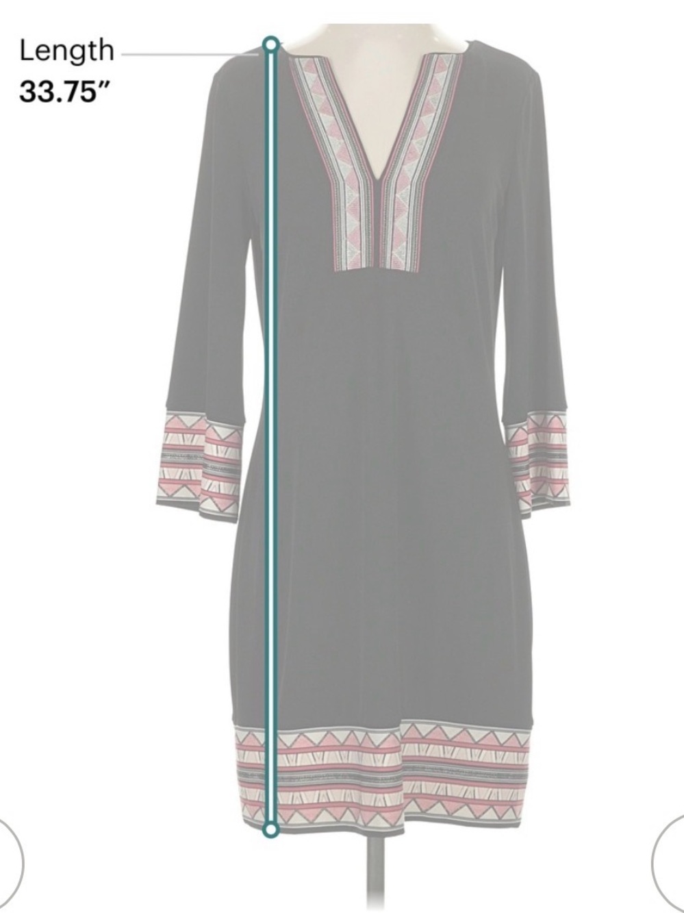 White House Black Market Black Dress with Embroidered V-Neckline - Picture 4 of 12